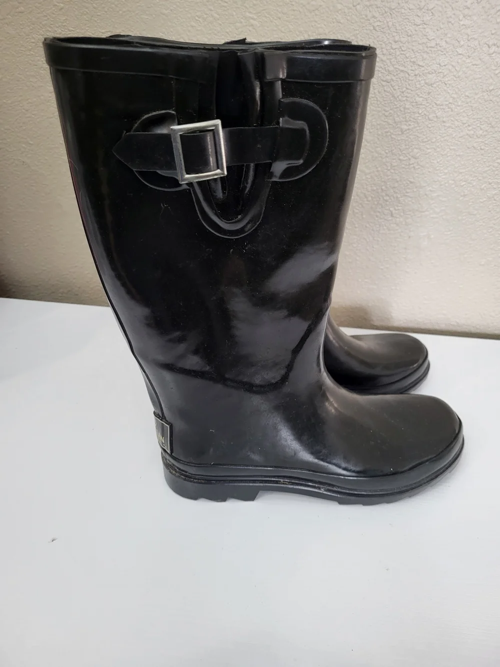 Magellan Outdoor Original Tall Gloss Women's Rain Rubber Boots - Black 8M